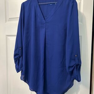 Apt. 9 Bold Cobalt V-Neck Roll-Tab Blouse